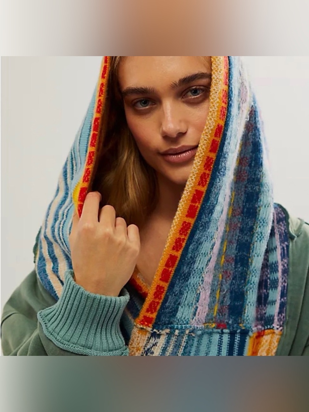 Free People February Sweatshirt Teal Combo $168 Retail Large - Picture 3 of 3